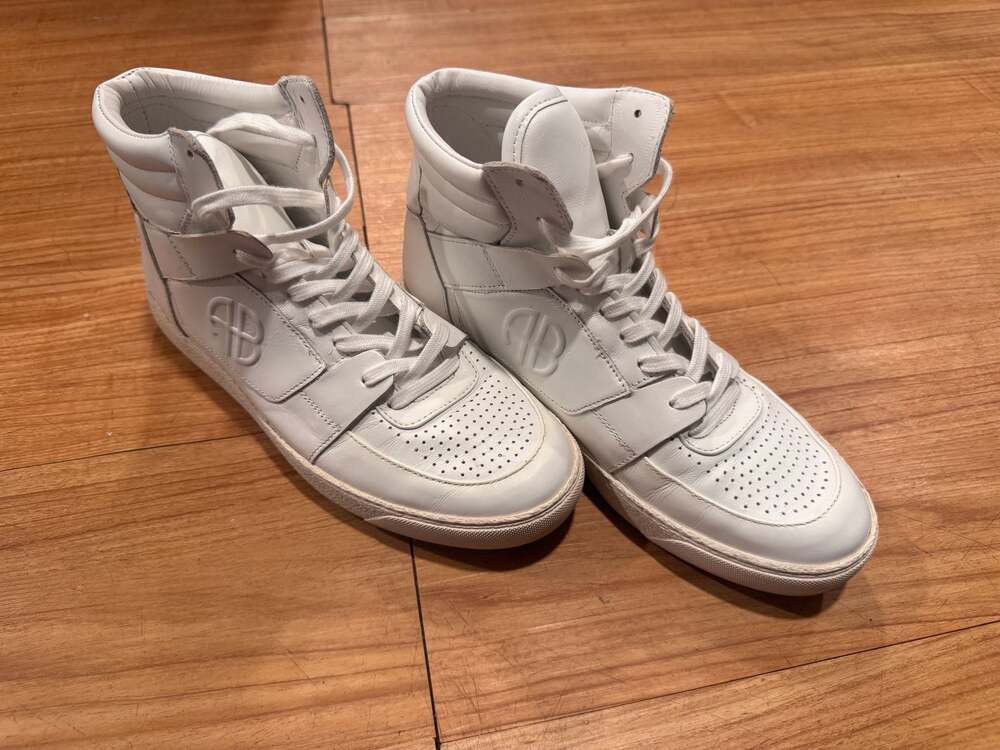Anine Bing Hayden White Leather High-Top Sneakers SIZE 8